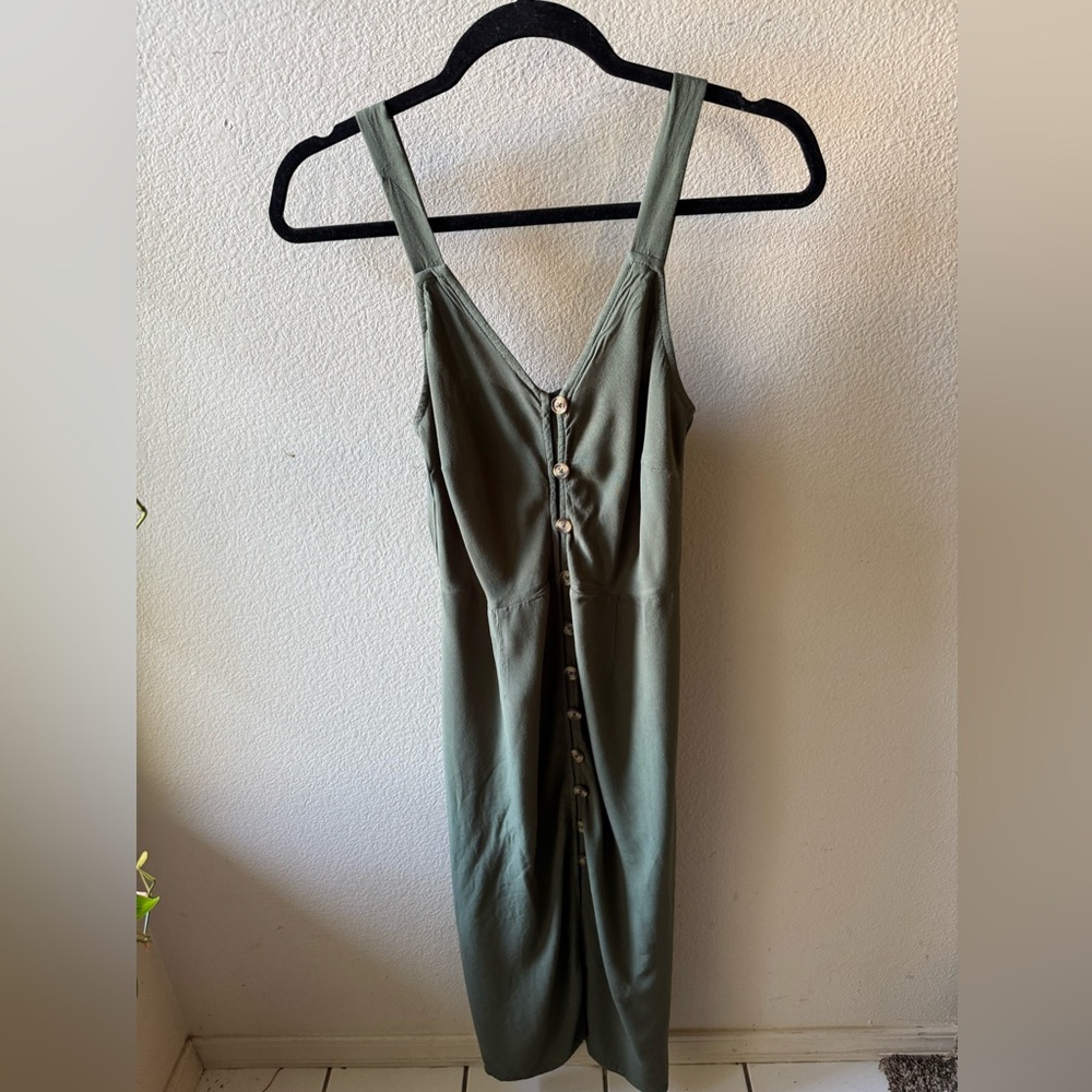 Xhilaration Olive Green Button Front Dress